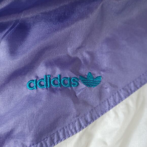 Vintage Adidas Windbraker Jacket Womens Medium‎ Blue Shiny Front Zip 80's - Picture 4 of 9